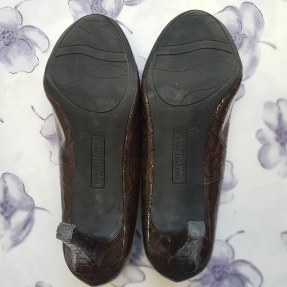 Comfort Plus by Predictions Brown Slip-on Heel Pumps Shoes Women's Size 9 1/2 - Picture 8 of 9